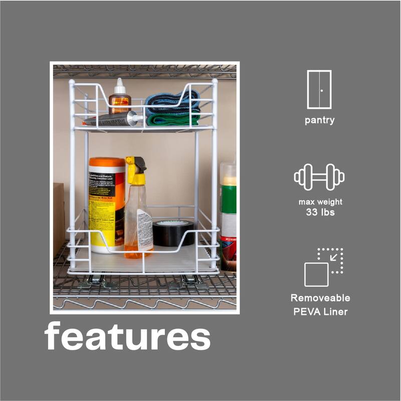 Household Essentials 2 -Tier Pull-Out/Slide-Out Storage Organizer with Plastic Liners