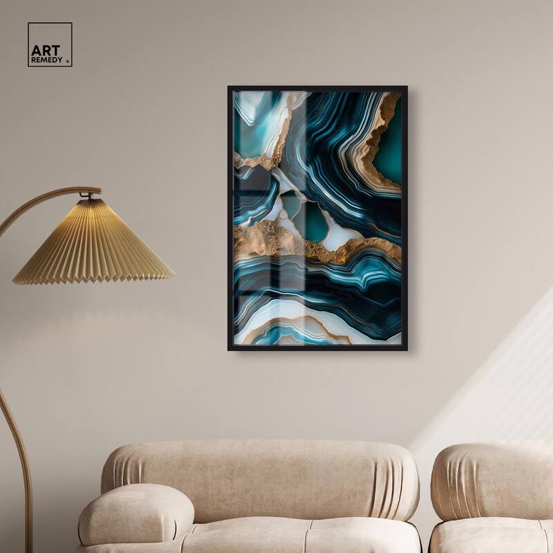 Teal Tectonic II Shadowbox by Art Remedy