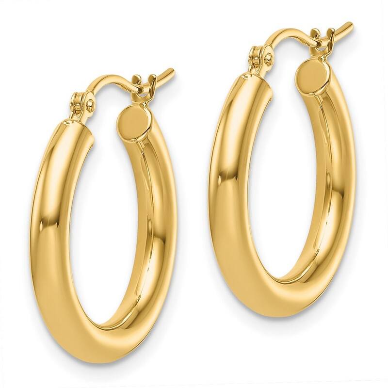 Curata 14k Yellow Gold 3x21mm Polished Classic Hoop Earrings