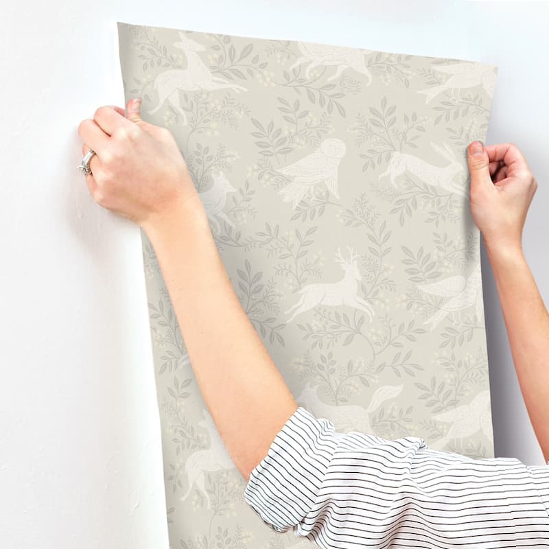 Chesapeake Revelry Taupe Forest Frolic Wallpaper