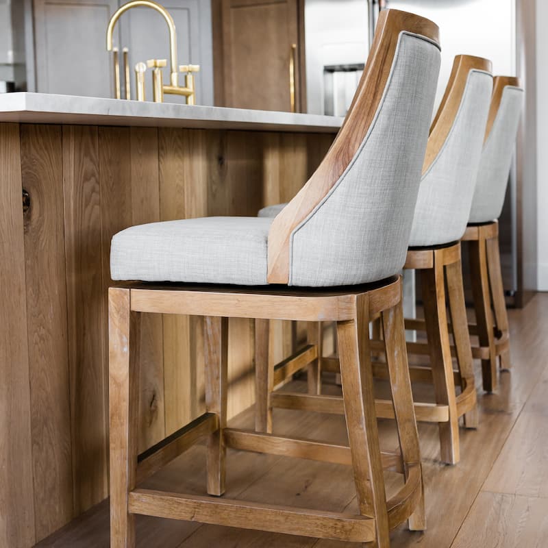 Maven Lane Vienna Swivel Kitchen Stool - Weathered Oak - Counter Height