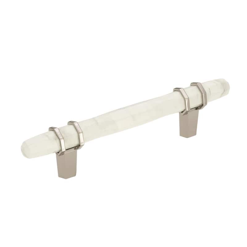 Carrione 3-3/4 in (96 mm) Center-to-Center Marble White/Polished Nickel Cabinet Pull - 3.75