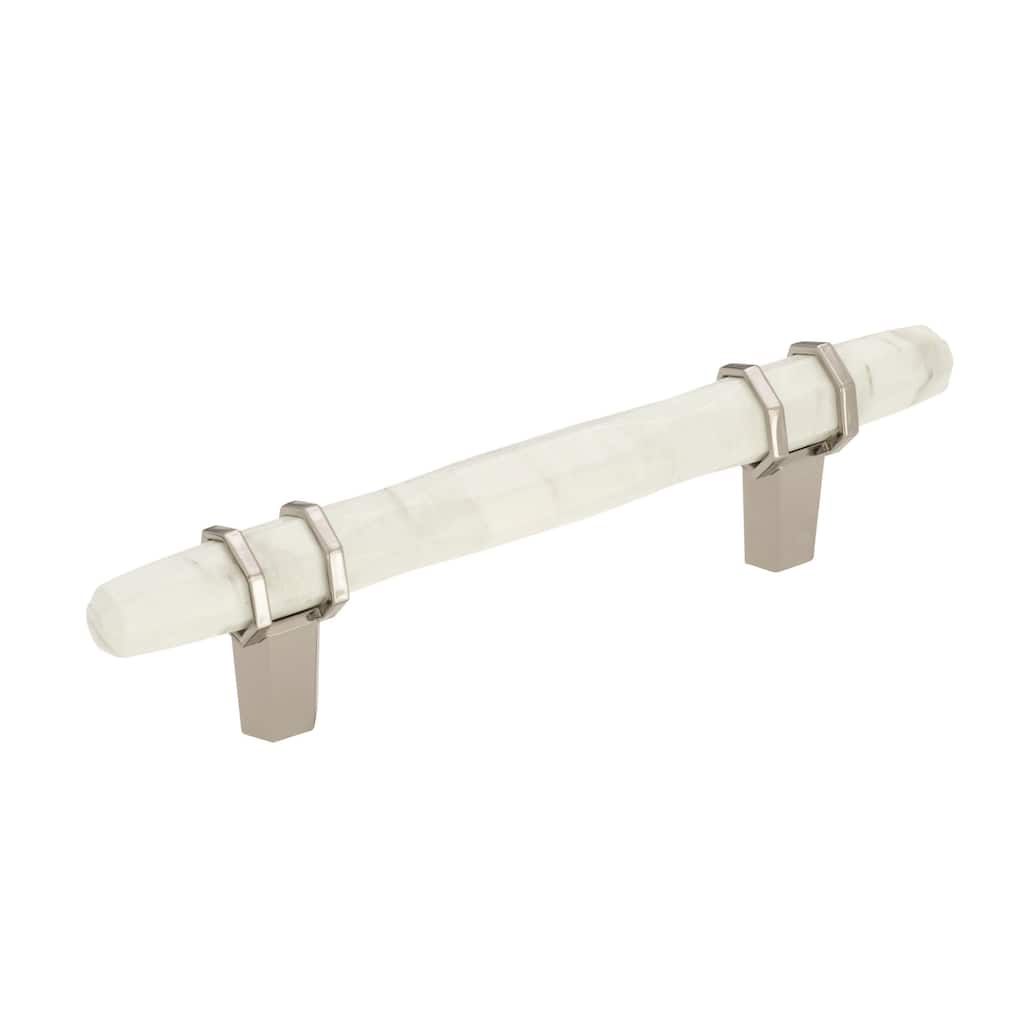 Carrione 3-3/4 in (96 mm) Center-to-Center Marble White/Polished Nickel Cabinet Pull - 3.75
