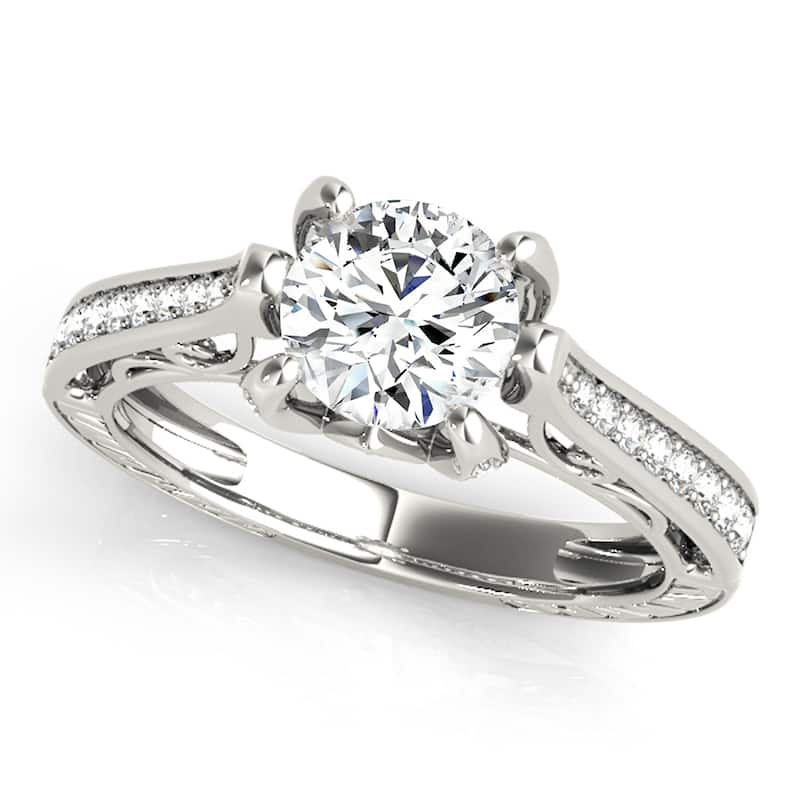 Auriya 14k White Gold Lab Grown Round Diamond Engagement Ring 0.50 to 5.00 ct. tw. (F-G VS) - 2.00 ct. center - 5.5
