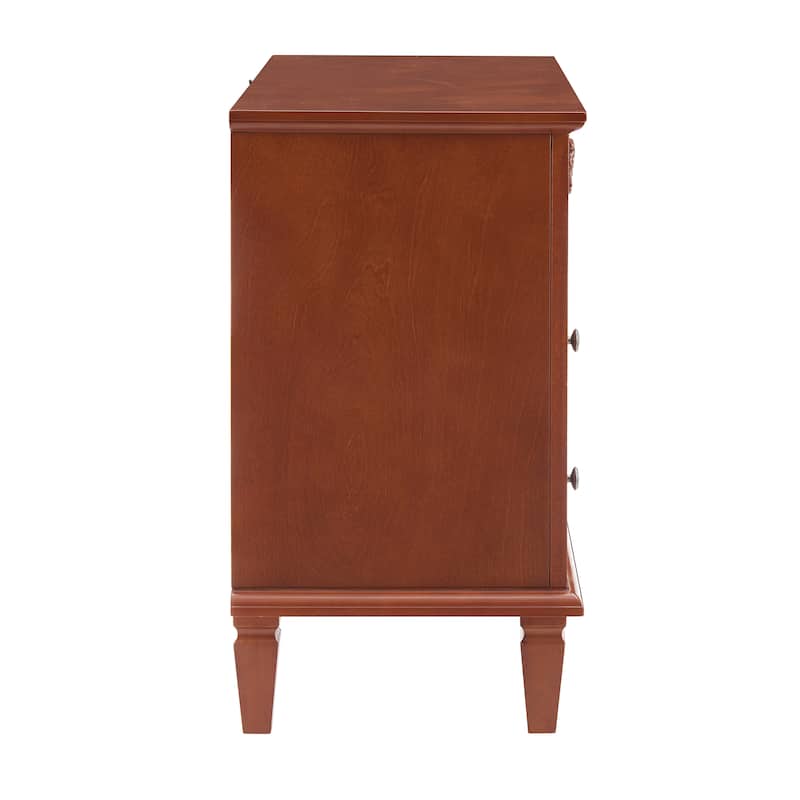 Open Space and 2 Drawers Dresser Nightstand with Charging Station, Farmhouse End Table with USB Ports and Outlets for Bedroom