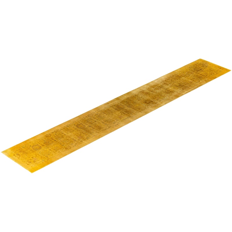 Overdyed One-of-a-Kind Hand-Knotted Area Rug - Yellow - 2' 6" x 16' 2"