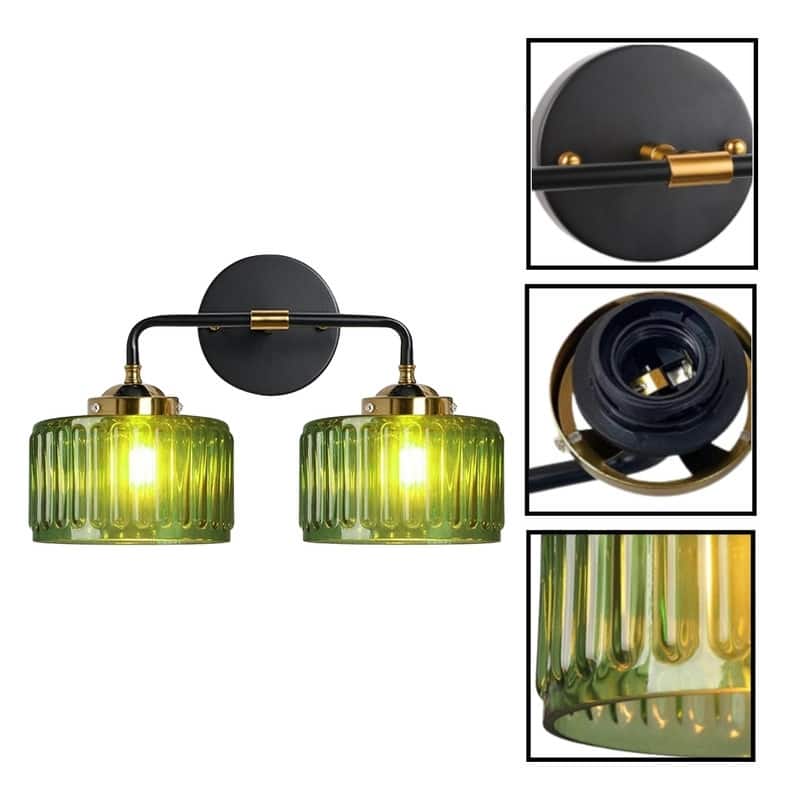 2 Light light fixtures black/Gold/Green vanity lights metal wall mount light
