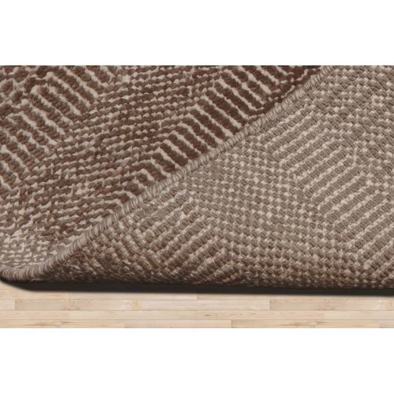 Hand Knotted Brown, Tan Wool Modern & Contemporary Oriental Area Rug - 10' x 14'