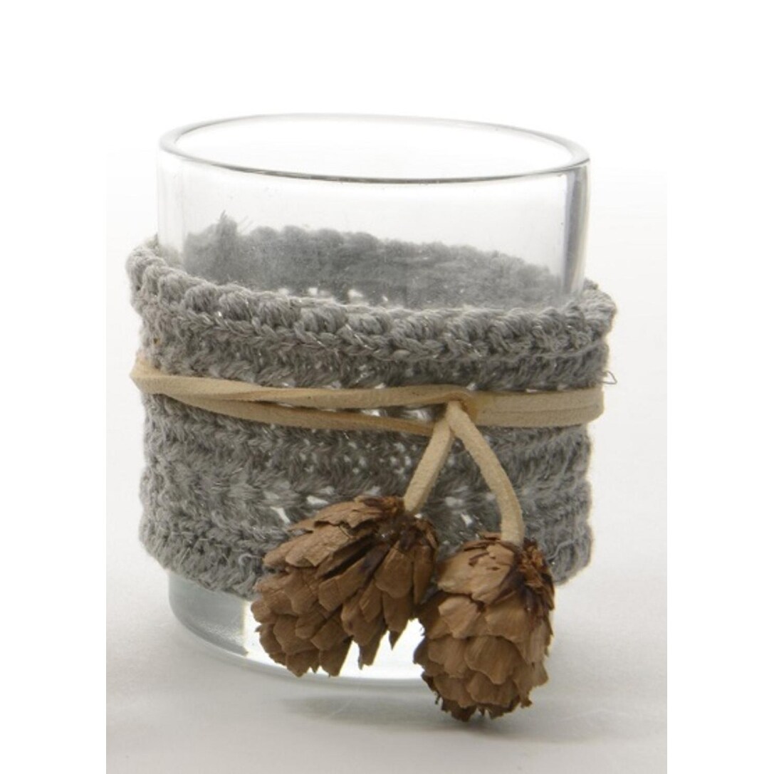 Shop 3 25 Winter Light Gray Fabric Wrapped Glass Votive Candle