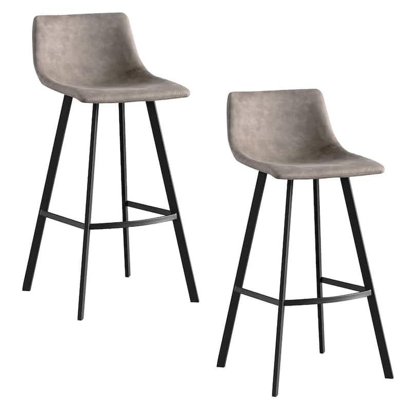 Leick Home Upholstered Steel Base Microfiber Bar Stool Set of 2 - N/A