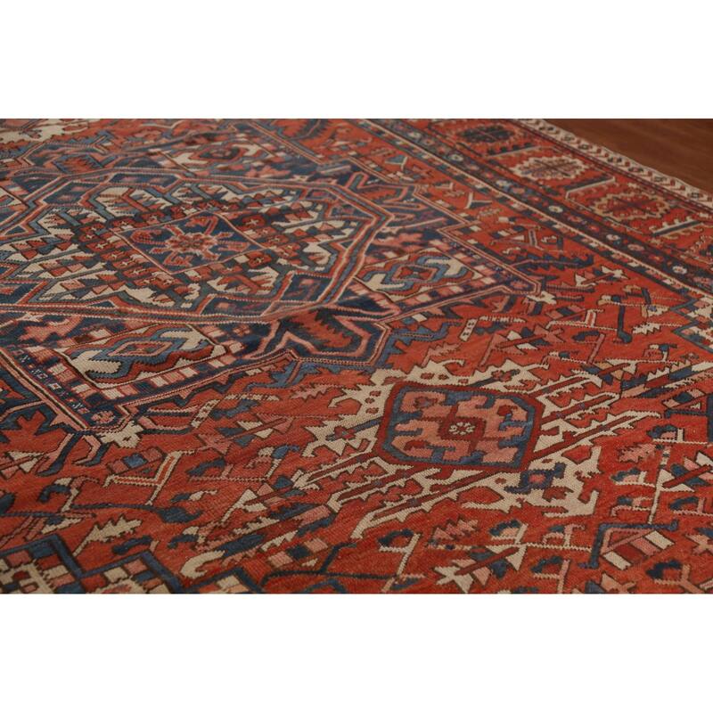 Pre-1900 Antique Heriz Persian Rug Handmade Wool Carpet - 8'11"x 12'5"
