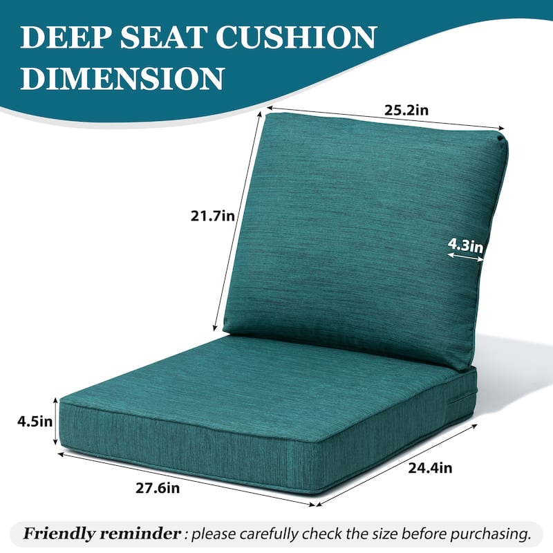 27.6 x 24.4 in Outdoor Indoor Patio Seat Cushions Set