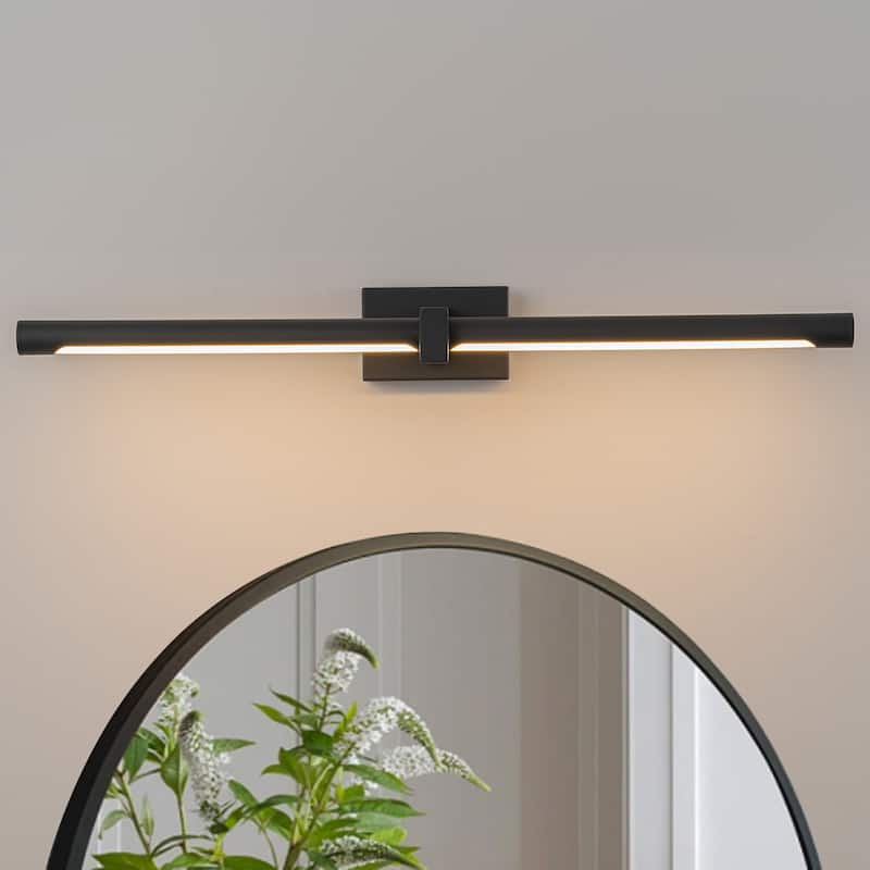 23.6 in. Modern Linear Bathroom Vanity Lights for Mirror Integrated LED Dimmable Bathroom Wall Light - Black