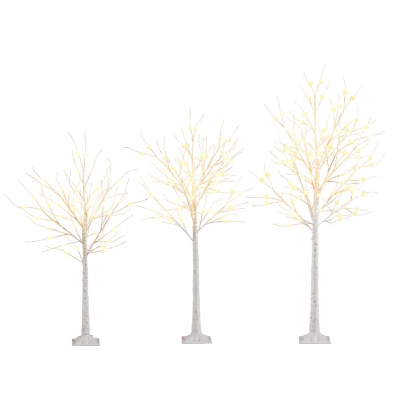 Costway 4’ 5’ 6’ Lighted Birch Tree Set Artificial Christmas Tree with - as pic shows - See Details - as pic shows - 6 Foot