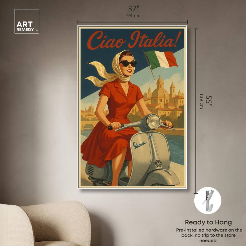 Scooter Italian Travel Canvas by Art Remedy