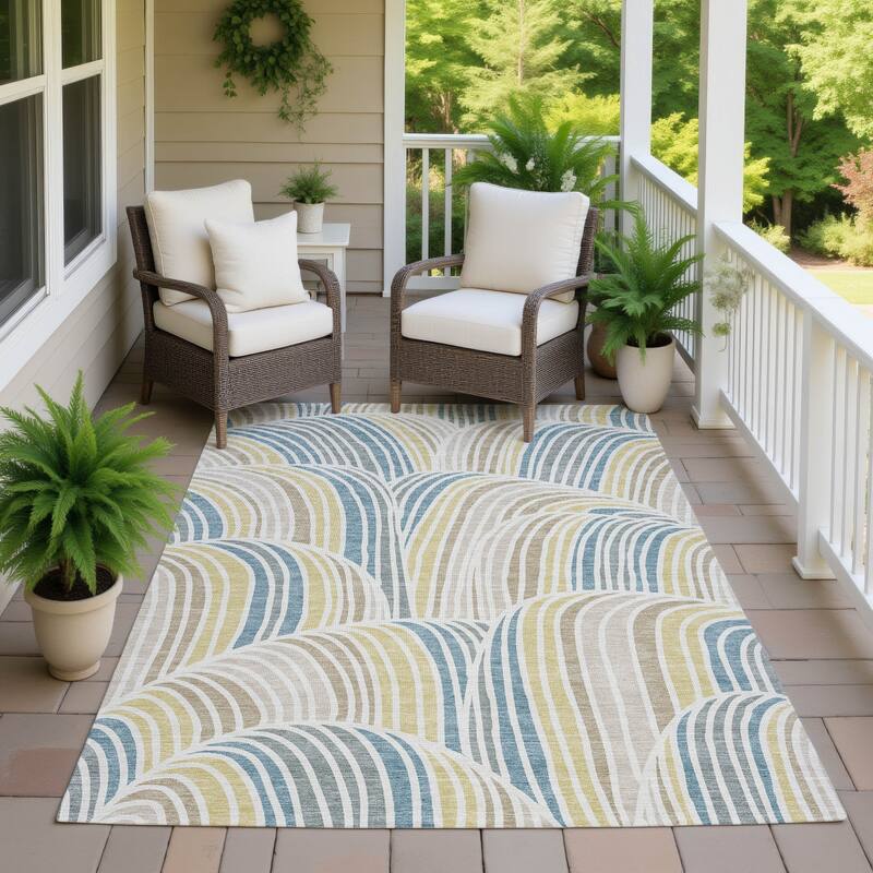 Machine Washable Indoor/ Outdoor Modern Parsons Chantille Rug