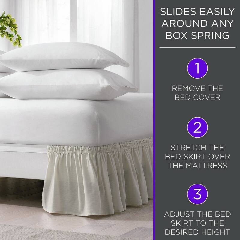 EasyFit Wrap Around Solid Ruffled Bed Skirt