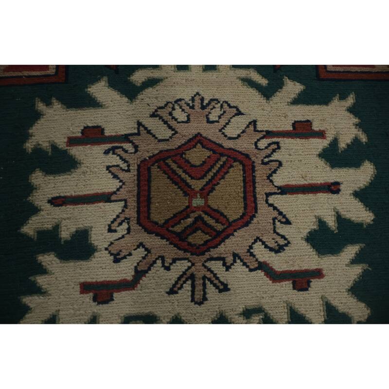 Hand Knotted Oriental 100% Wool Carpet Traditional Geometric Navy Blue & Blues Sumak Area Rug - 11' 11'' X 9' 0''