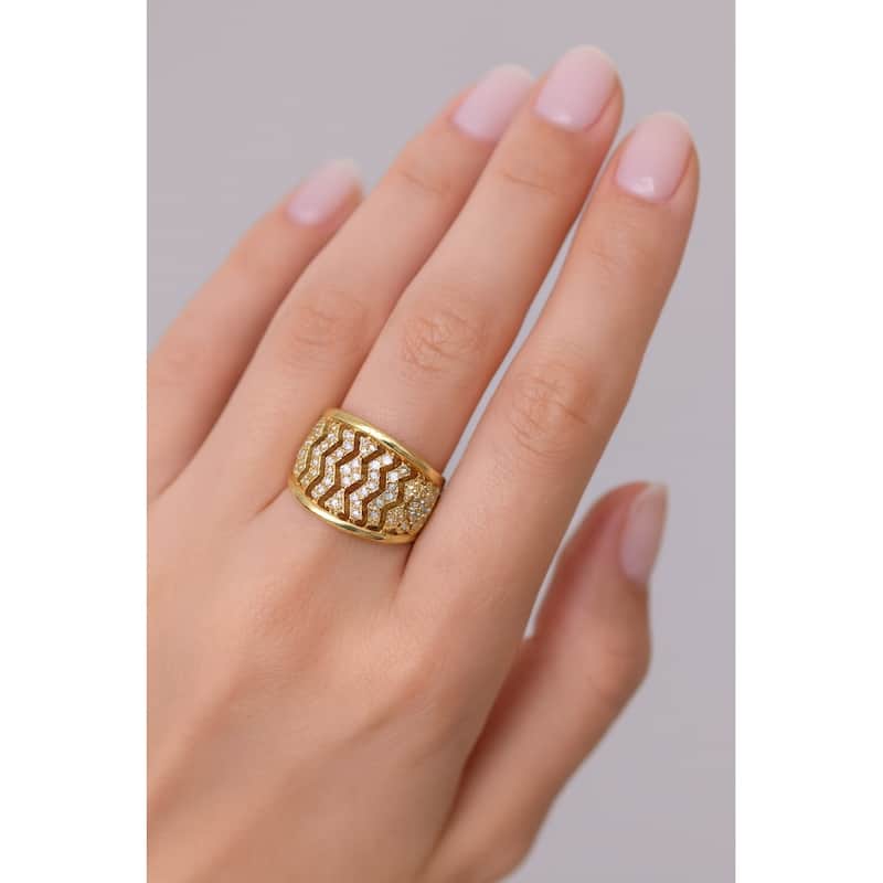 Open Cubic Zirconia Band Statement Ring