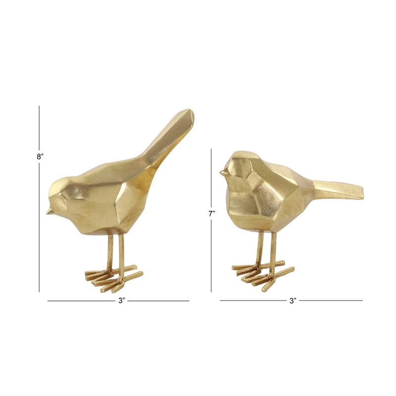 CosmoLiving by Cosmopolitan Gold or Gray Polystone Bird Decorative Sculpture with Origami Accents (Set of 2)
