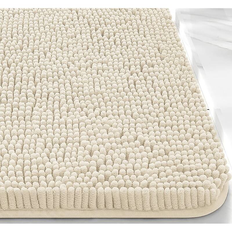35"x24" - Cream Soft Cozy Plush Chenille Bath Mat Bathroom Rug