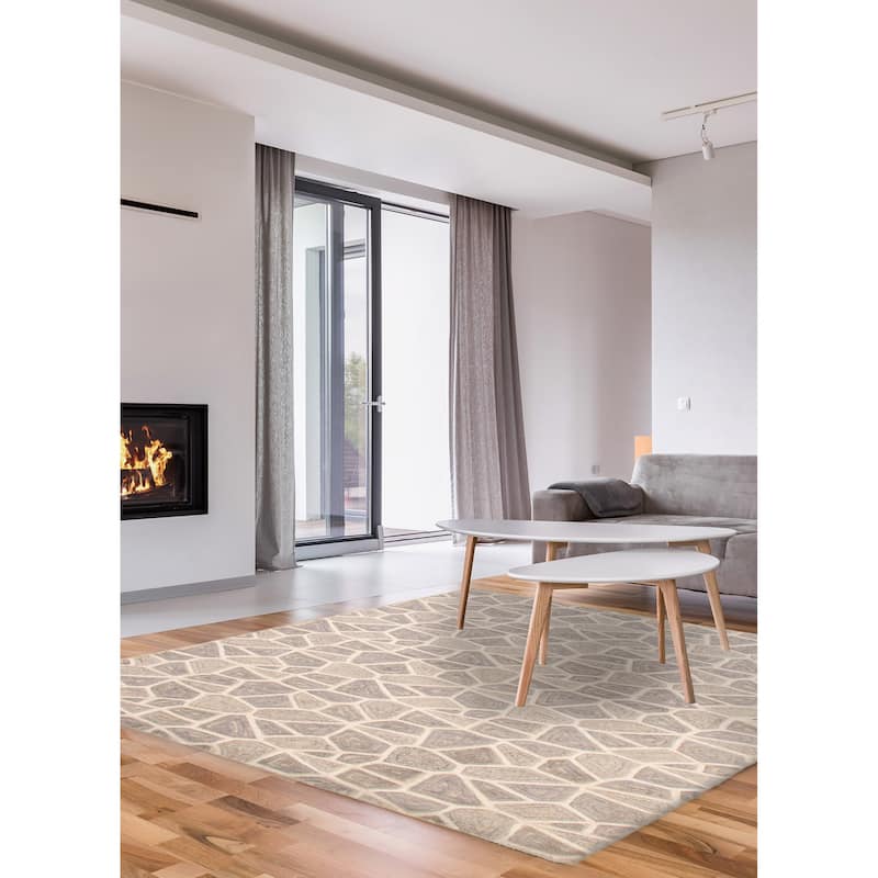 ECARPETGALLERY Hand-knotted Tangier Grey Wool Rug - 5'2 x 8'0