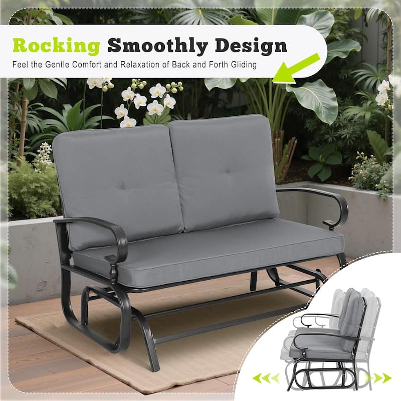 Nista 2 Person Outdoor Patio Glider Garden Bench Rocker Chair by Havenside Home