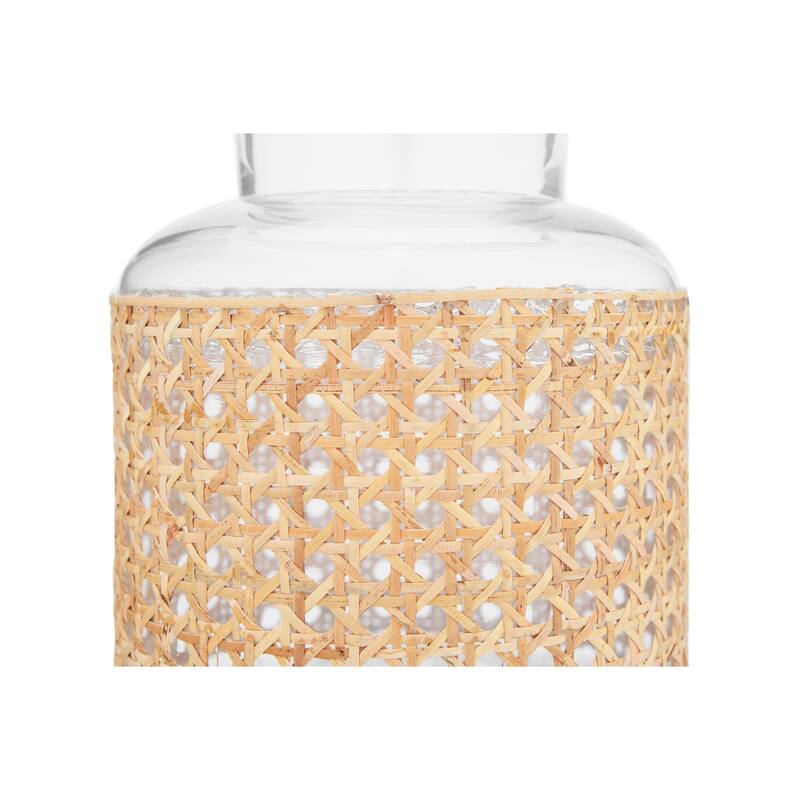 Glass Jar Vase with Decorative Cane Sleeve