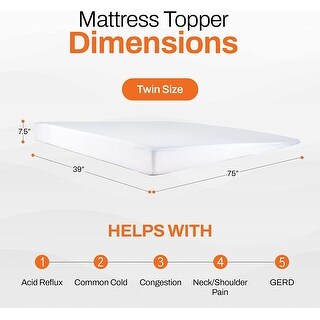 Cheer Collection Acid Reflux Bed Wedge Mattress Topper for Sleeping - White