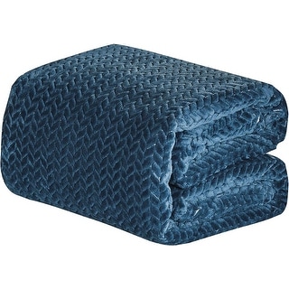 Noble House by Décor&More Extra Heavy and Plush King Size Chevron Braided Blanket (108" x 90") - Blue