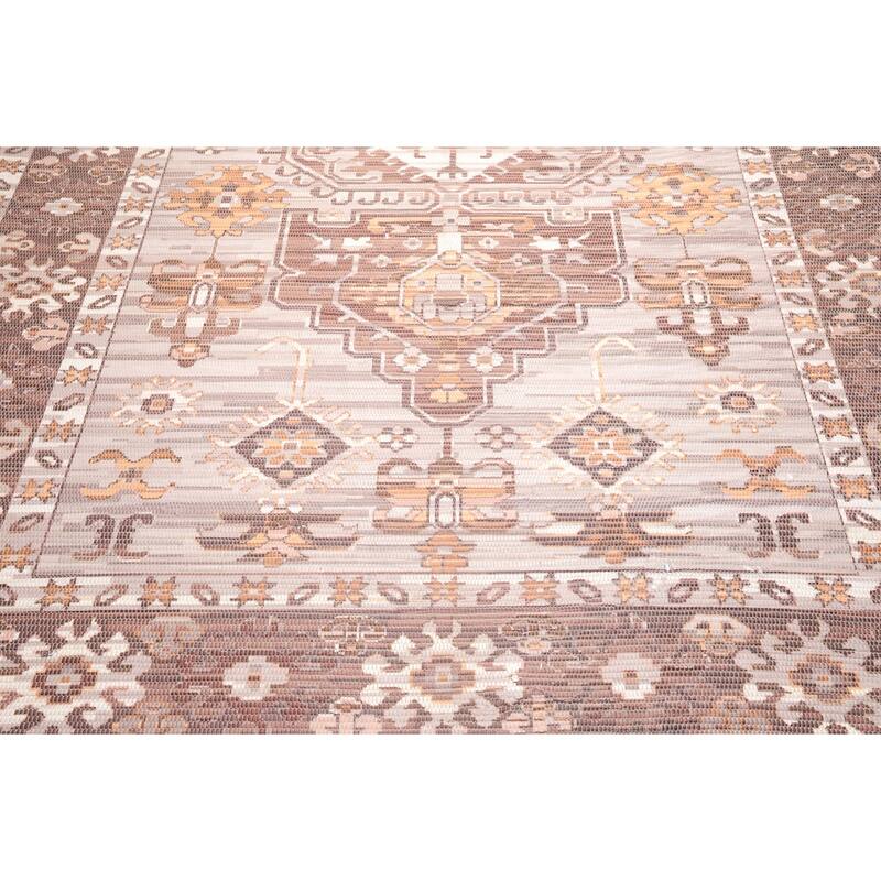 Handmade Taupe,Brown Flatweave Polyster Traditional Oriental Area Rug
