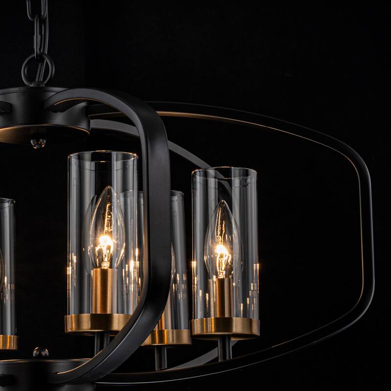 Starsky 6-Light 23in. Modern Farmhouse Unique Ceiling Lights Geometric Lantern Chandelier