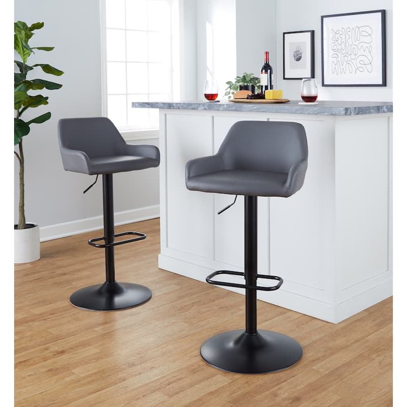 Porch & Den Galotti Adjustable Bar Stool with Rounded Rectangle Footrest (Set of 2)