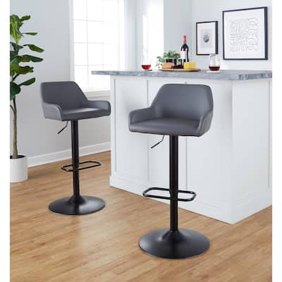 Porch & Den Galotti Adjustable Bar Stool with Rounded Rectangle Footrest (Set of 2)