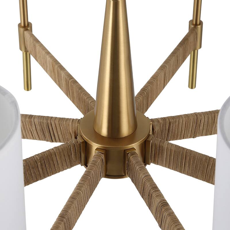 8-Light Rattan Wrapped Ceiling Chandelier - 32"