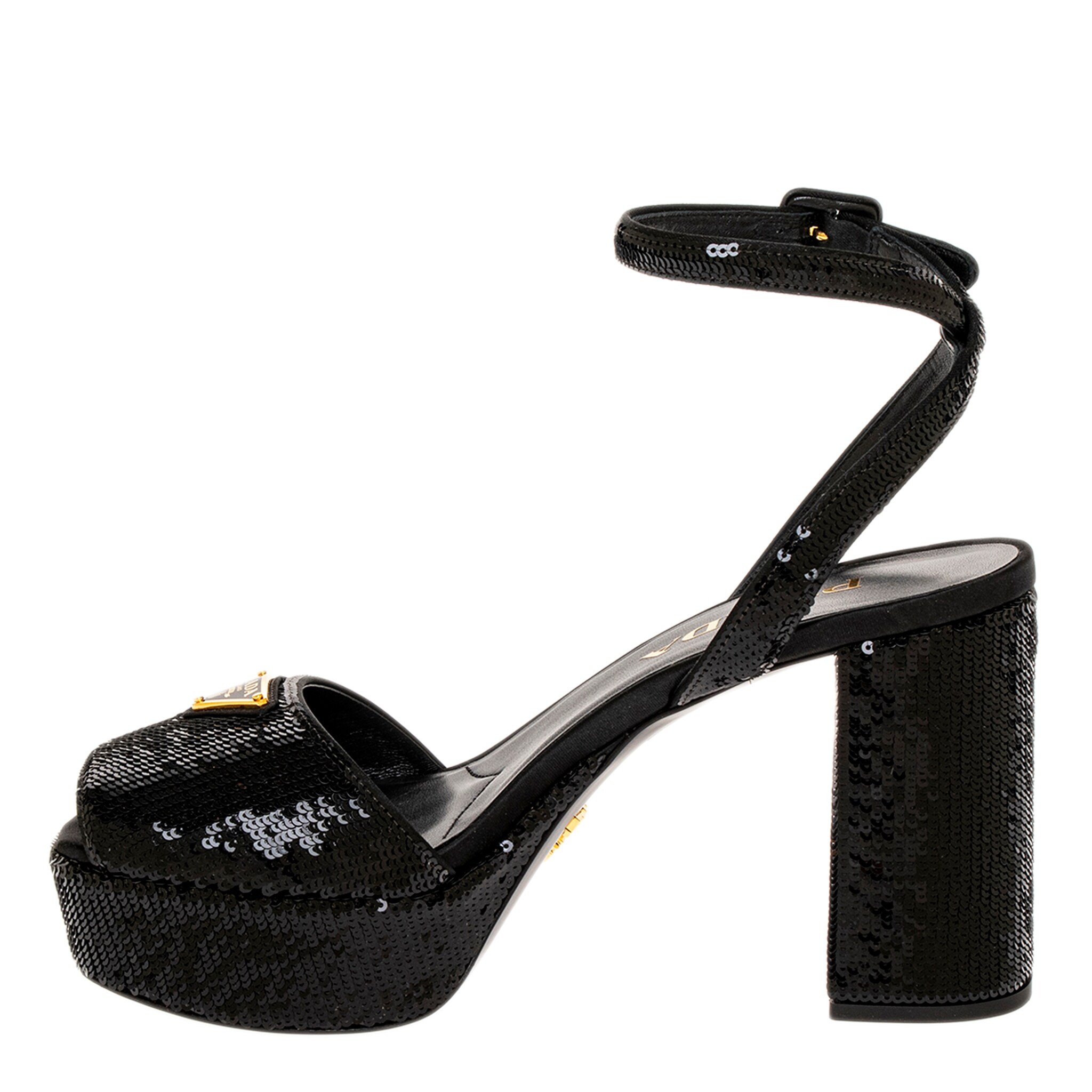 Prada Sequin Platform Sandals - Overstock - 43454034