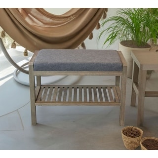 Ecostyle Solid Bamboo Padded Bench with Slatted Shelf