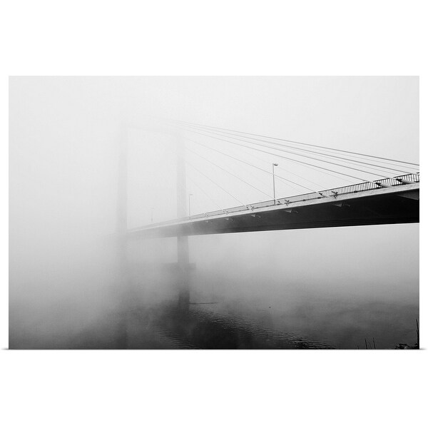 "Cable Bridge disappears in fog, Washington." Poster Print