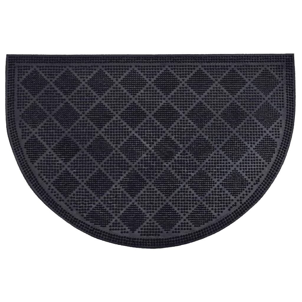Premium Outdoor Half Round Door Mat 24x16 - Drew Checkerboard Design