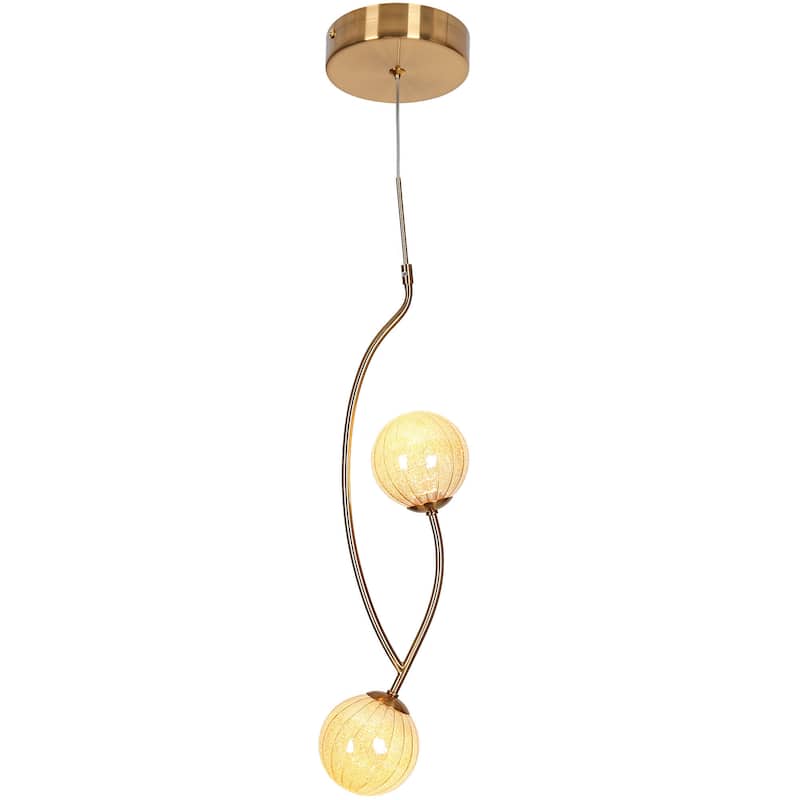 Modern Gold LED 2-Light Colored Glass Pendant Island Lights - D6.5" x H85.5" Max