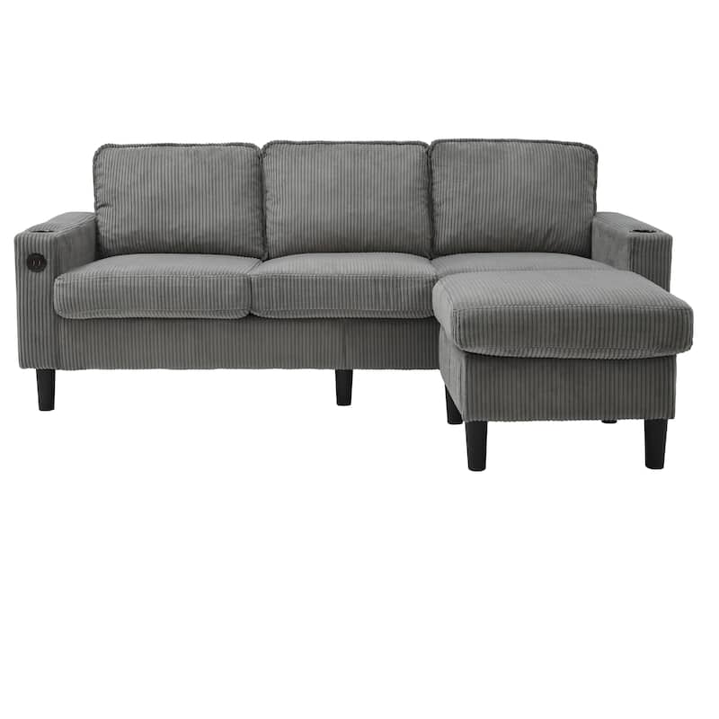 Small Sectional Couches with Storage, 78" L Shaped Sectional Couch with Ottoman, Modular Upholstered Sofa with USB Ports