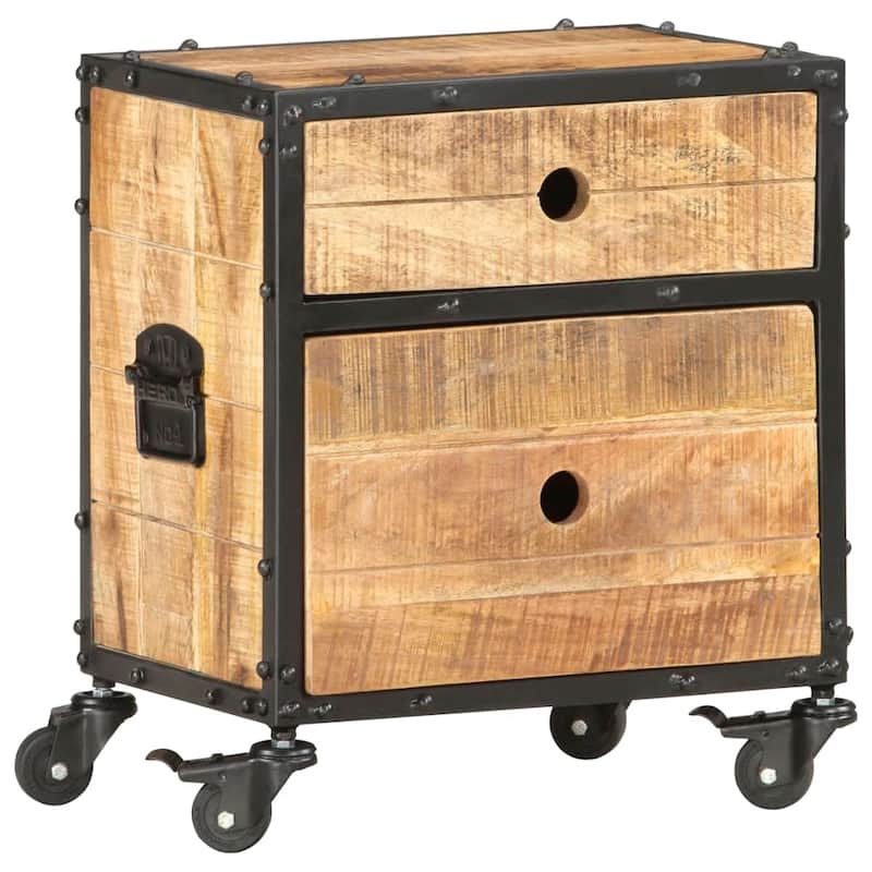 vidaXL Bedside Cabinet 15.7"x11.8"x19.7" Rough Mango Wood