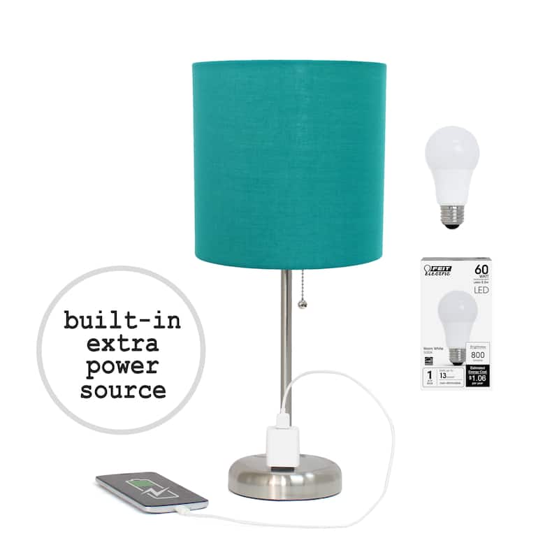 Simple Designs 9.5" Desk Lamp with Charging Outlet and LED Bulb Included - 19.50