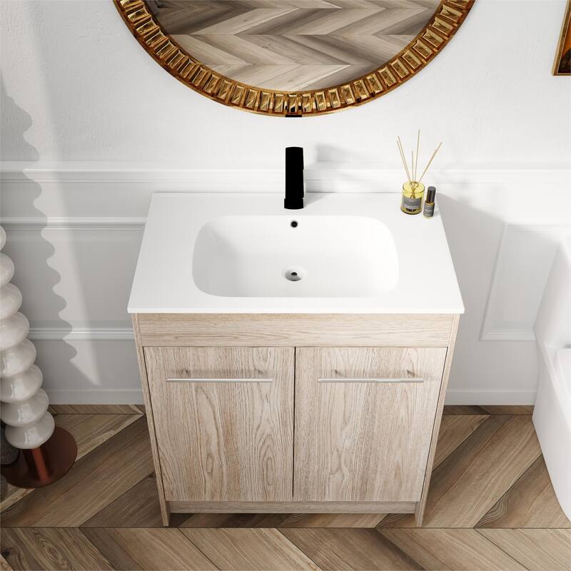 Bathroom Vanity With Sink In 30 Inch, Freestanding Bathroom Vanity With Soft Close Door