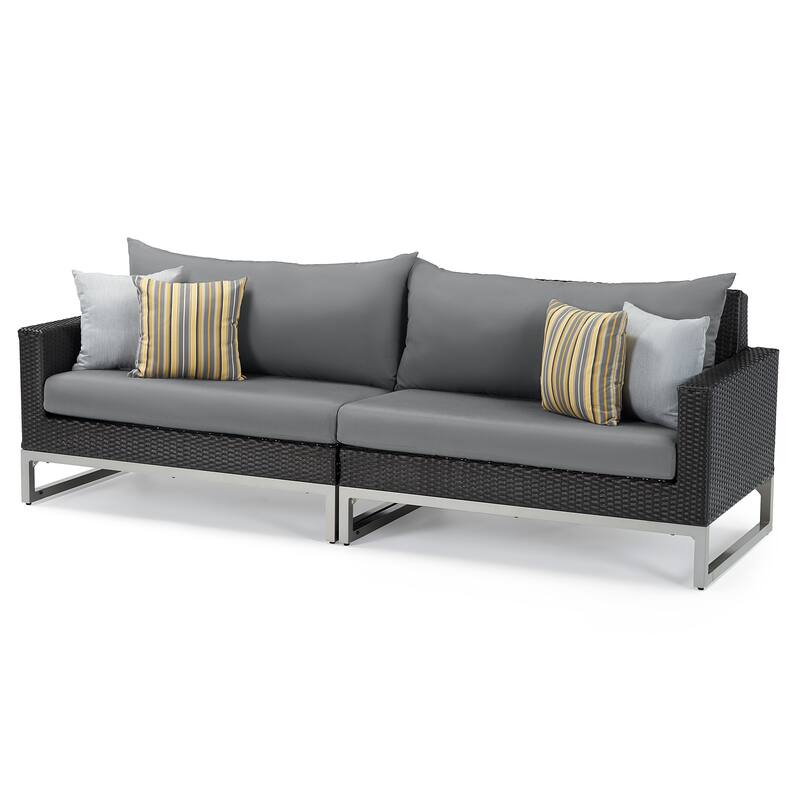 Milo Espresso 8 Piece Sunbrella Outdoor Patio Motion Seating Set