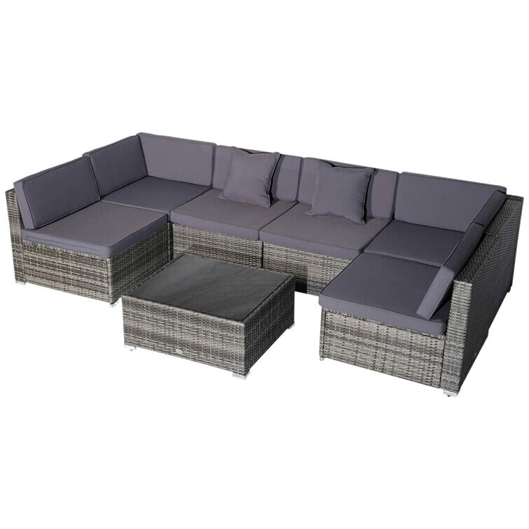 Merton Wicker/Rattan 6 - Person Seating Group with Cushions