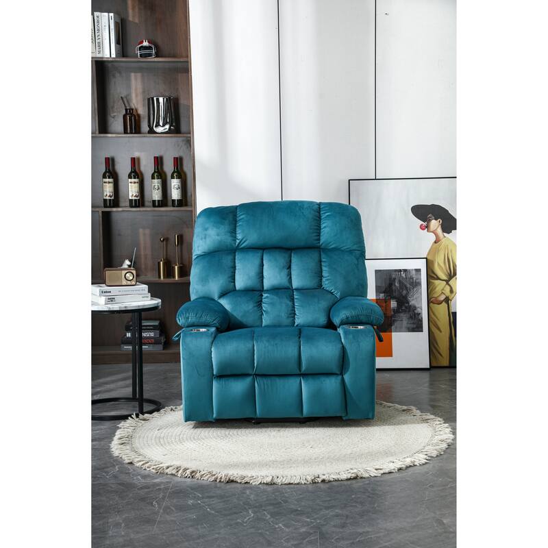 Power Lift Recliner Chair with Heat & Massage, High Density Foam Electric Sofa, Lounge Chair with Side Pockets & Cup Holders