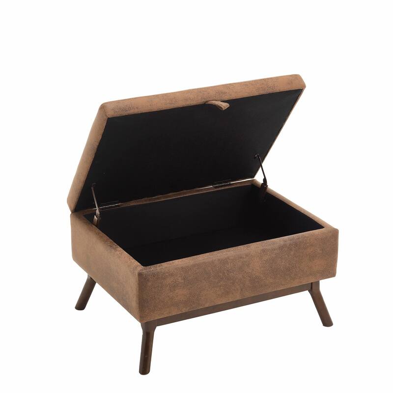 Mid-Century Modern Square Coffee Table with Storage Bench
