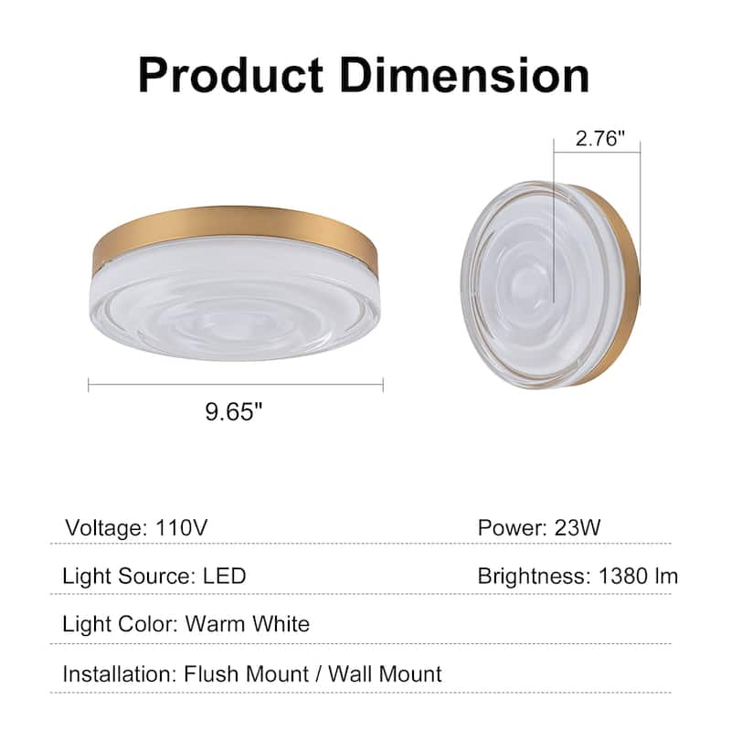 Modern Gold 1-Light Integrated LED Flush Mount Ceiling Light