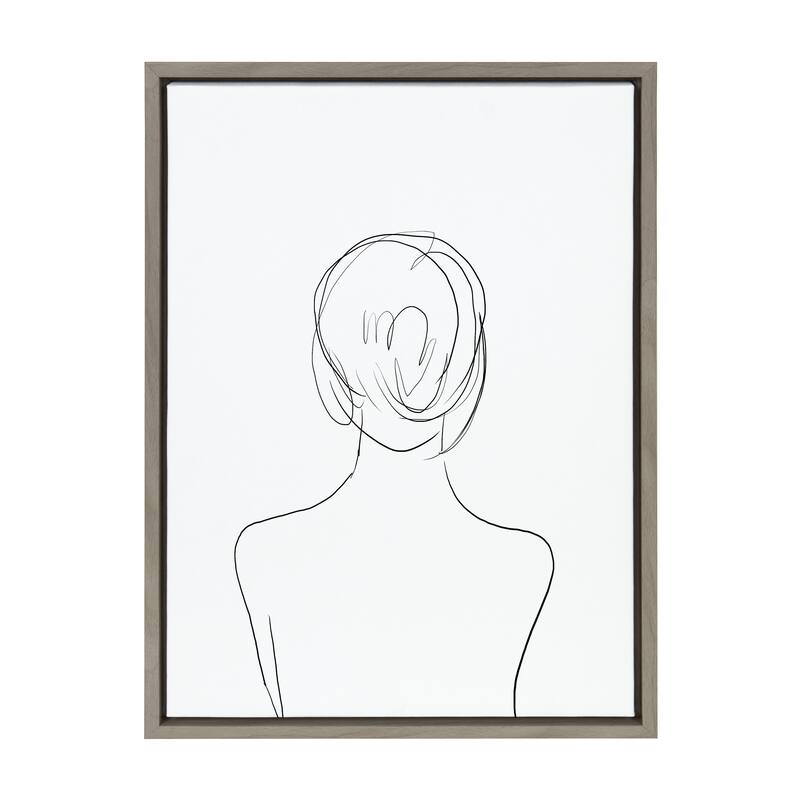 Kate and Laurel Sylvie Minimalist Woman Framed Canvas by Teju Reval - 18x24 - Plastic - Grey